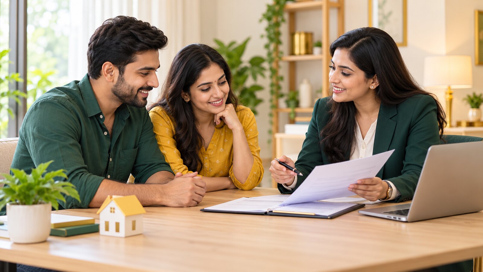 Loandohst कंसल्टेंट परिवार को लोन विकल्प समझाते हुए